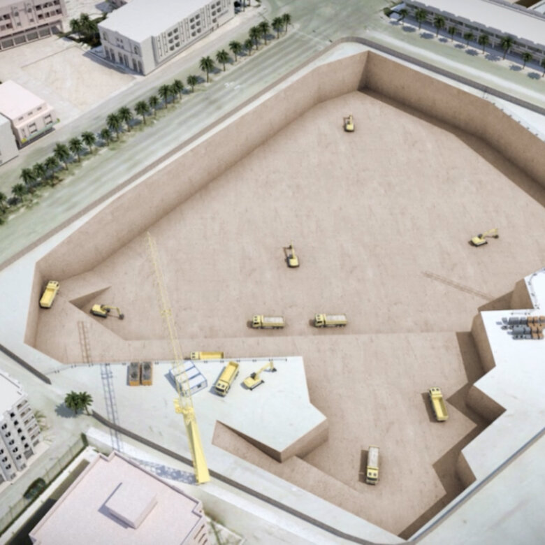 Computer generated picture of a construction site.